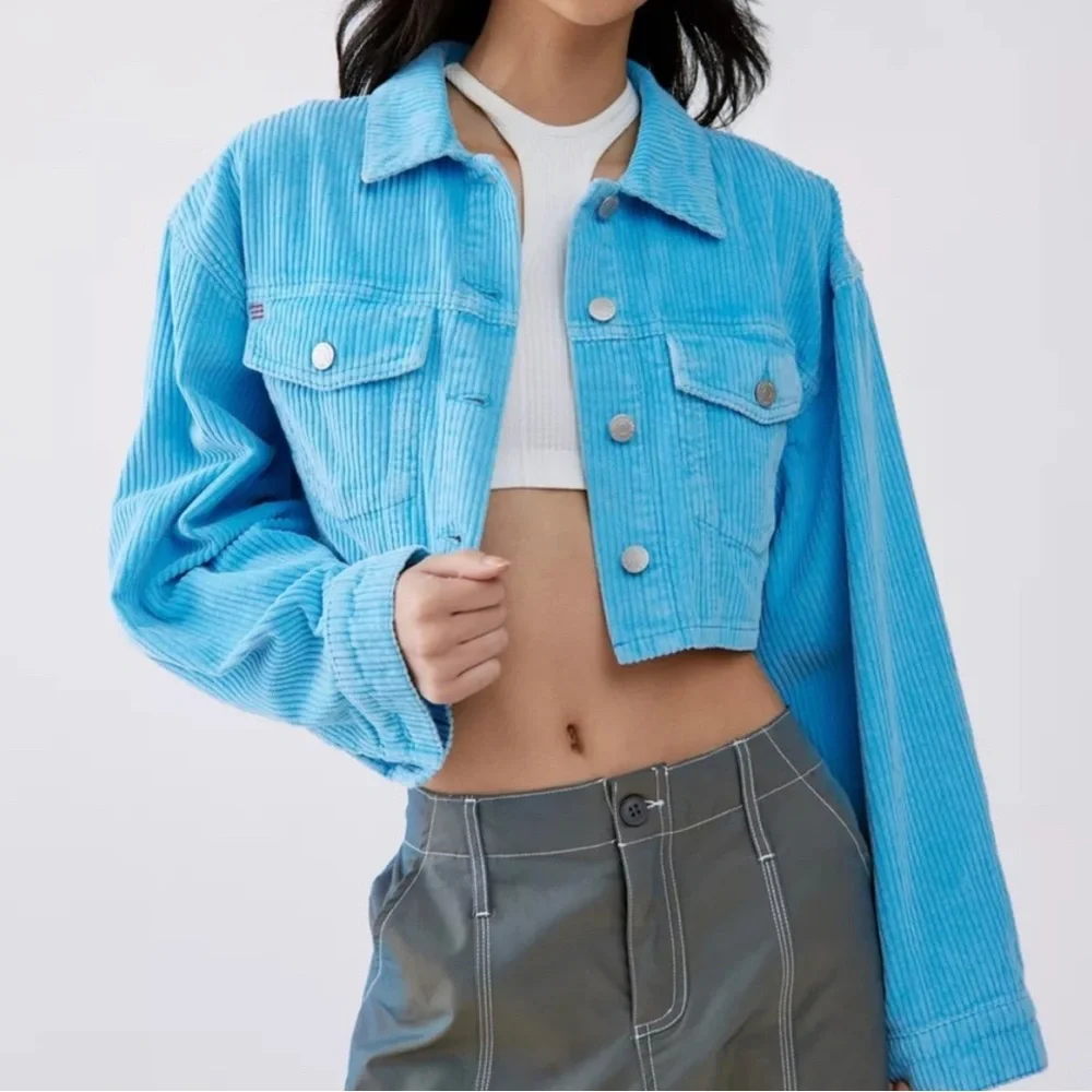 BDG Carissa Corduroy Cropped Jacket NWT Size M Blue - Picture 2 of 5